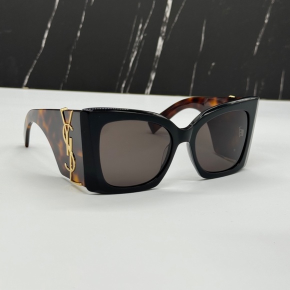 NEW SL M119 BLAZE 003 SAINT LAURENT BLACK HAVANA OVERSIZED SLM119 003 SUNGLASSES - Picture 1 of 11
